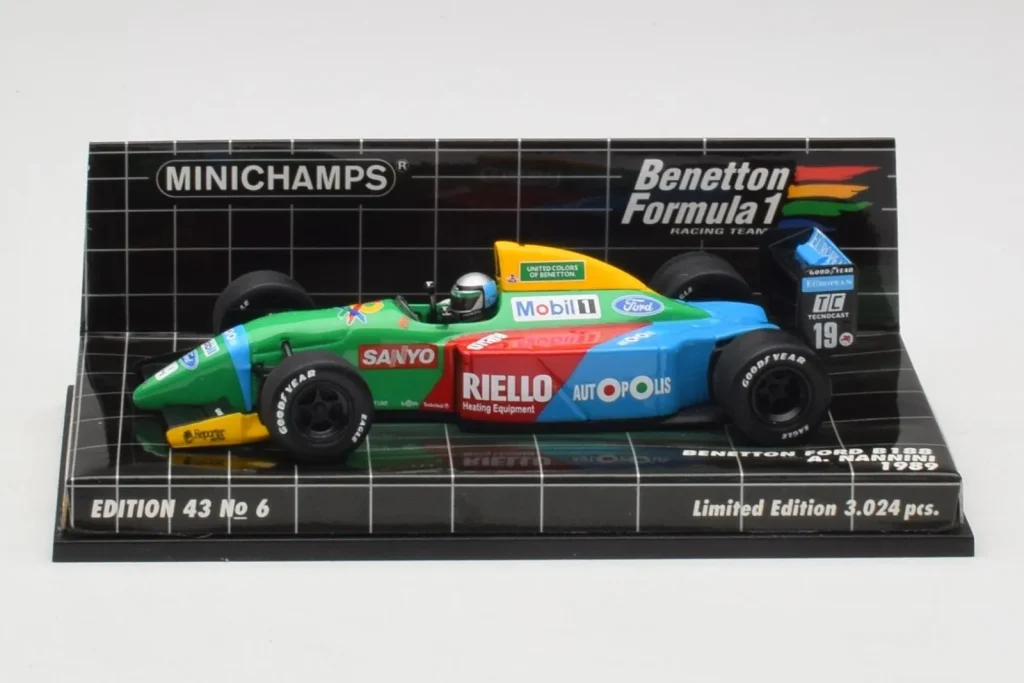 โมเดลรถ 1:43 Benetton Ford B188 #19 A. Nannini Race Car ปี 1988 Minichamps (มือสอง)