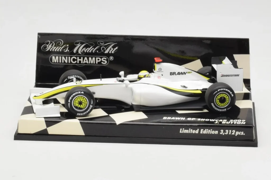 车型 1:43 Brawn GP Mercedes BGP001 #22 J. Button Showcar 年 2009 Minichamps