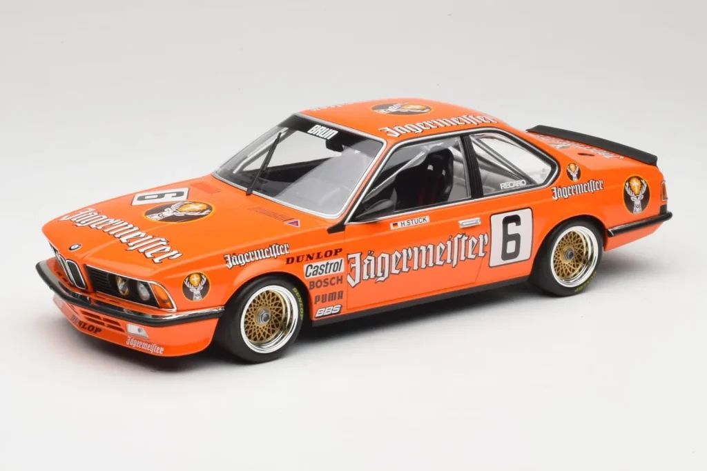 Model 1:18 BMW 635CSi E24 Jagermeister #6 H. Stuck Bergischer Lowe Zolder DPM year 1984 Minichamps
