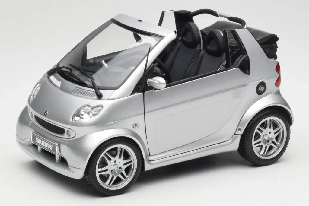 车型 1:18 Smart Fortwo W450 Brabus Cabrio Silver Dealer Edition Kyosho