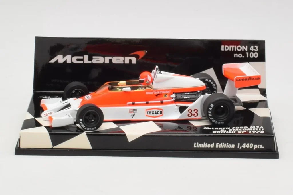 โมเดลรถ 1:43 McLaren Ford M26 B. Giacomelli British GP ปี 1978 Minichamps (มือสอง)