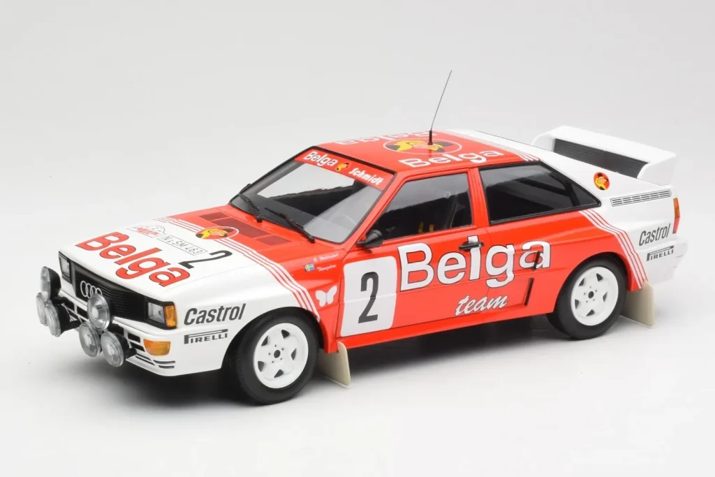 车型 1:18 Audi Quattro A2 #2 B. Waldegård / H-T. Thorszelius Belga Team Winners Boucles de Spa 年 1985 Minichamps