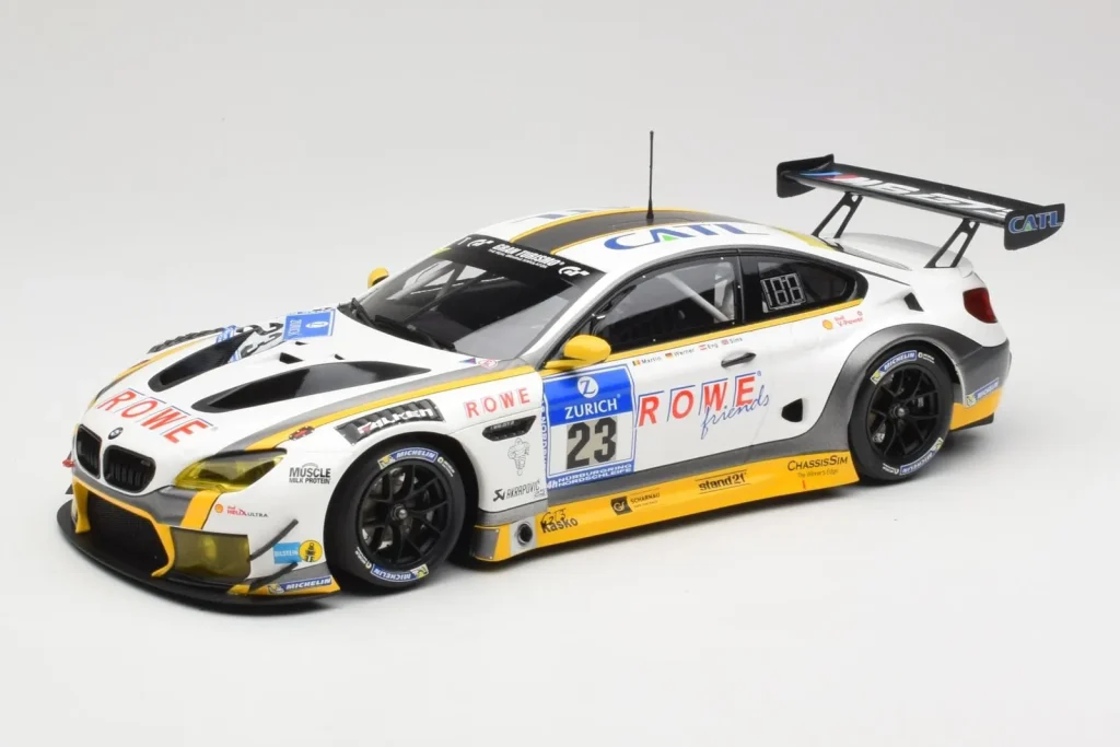 โมเดลรถ 1:18 BMW M6 GT3 F13 #23 Rowe Racing A. Sims / P. Eng 24h Nurburgring ปี 2016 Minichamps (มือสอง)