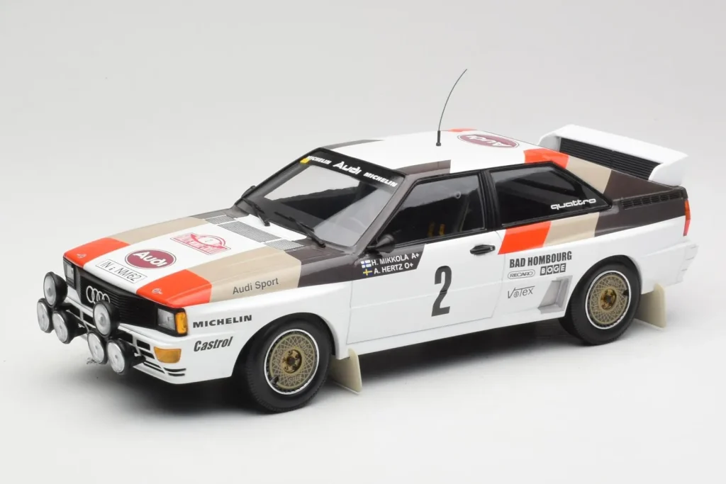Model 1:18 Audi Quattro A1 #2 H. Mikkola / A. Hertz Audi Sport Rally Monte Carlo year 1983 Minichamps