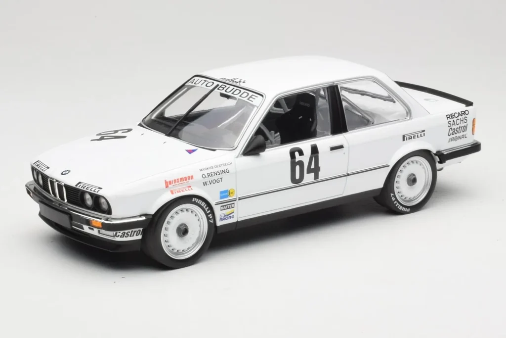 Model 1:18 BMW 325i E30 #64 Auto Budde K. Oestreich / E. Rensing Winner 24 Hours Nürburgring year 1986 Minichamps