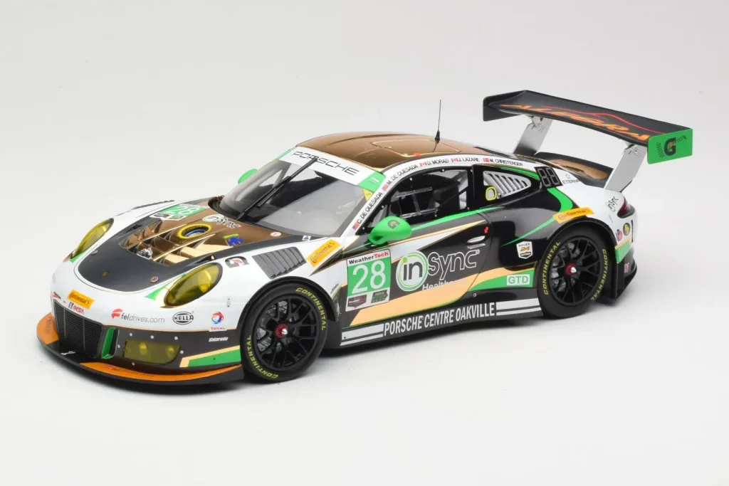 โมเดลรถ 1:18 Porsche 911 991.2 GT3 R #28 Alegra Motorsports D. de Quesada / M. Morad Class Winners 24 Hours of Daytona ปี 2017 Minichamps