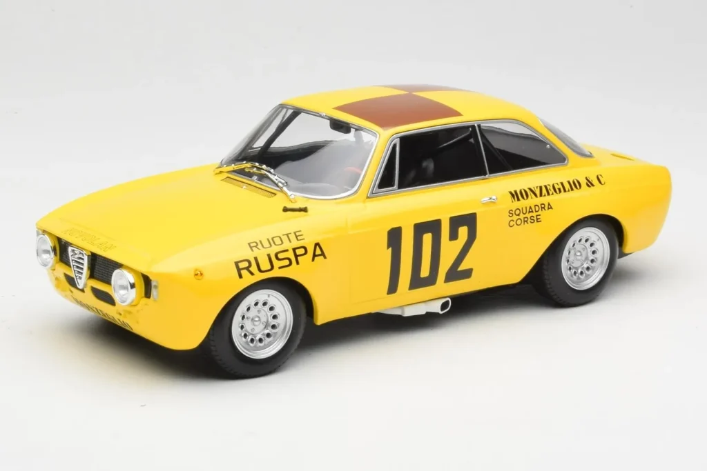 โมเดลรถ 1:18 Alfa Romeo GTA 1300 #102 Squadra Corse R. Zanetti / M. Ruspa / Monzeglio Targa Florio ปี 1971 Minichamps (มือสอง)