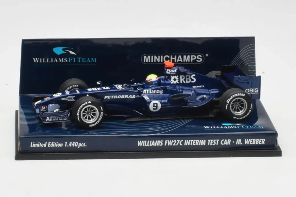Model 1:43 Williams FW27C BMW #7 M. Webber Test Car F1 year 2005 Minichamps