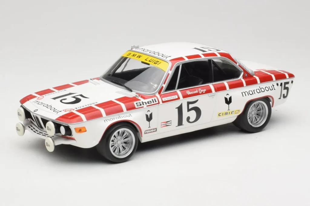 โมเดลรถ 1:18 BMW 2800 CS E9 #15 Team Marabout Gaye / S. Braillard 24 Hours of Spa ปี 1972 Minichamps (มือสอง)