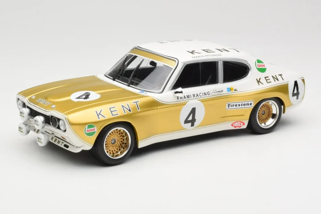 โมเดลรถ 1:18 Ford Capri Mk1 RS 2600 #4 W. Frank / K. Fritzinger Kent Frami Racing 24 Hours of Spa ปี 1972 Minichamps