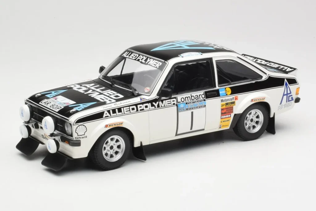 โมเดลรถ 1:18 Ford Escort Mk2 RS 1800 #1 T. Mäkinen / H. Liddon Allied Polymer Group Winners Lombard RAC Rally ปี 1975 Minichamps (มือสอง)