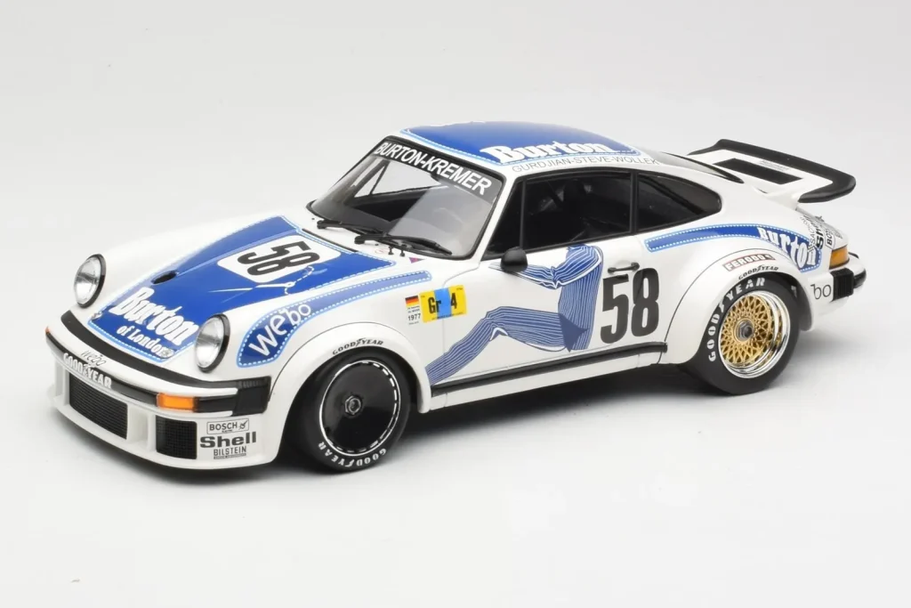 Model 1:18 Porsche 911 934 #58 B. Wollek / P. Gurdjian Kremer Racing Winners Group 4 24 Hours of Le Mans year 1977 Minichamps