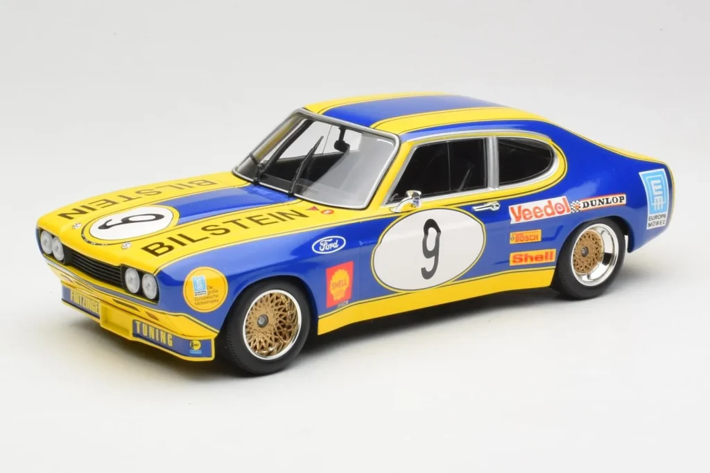 โมเดลรถ 1:18 Ford Capri Mk1 RS 2600 #9 K. Fritzinger / H. Heyer Team Europa Möbel 6 Hours of Nürburgring ETCC ปี 1973 Minichamps (มือสอง)
