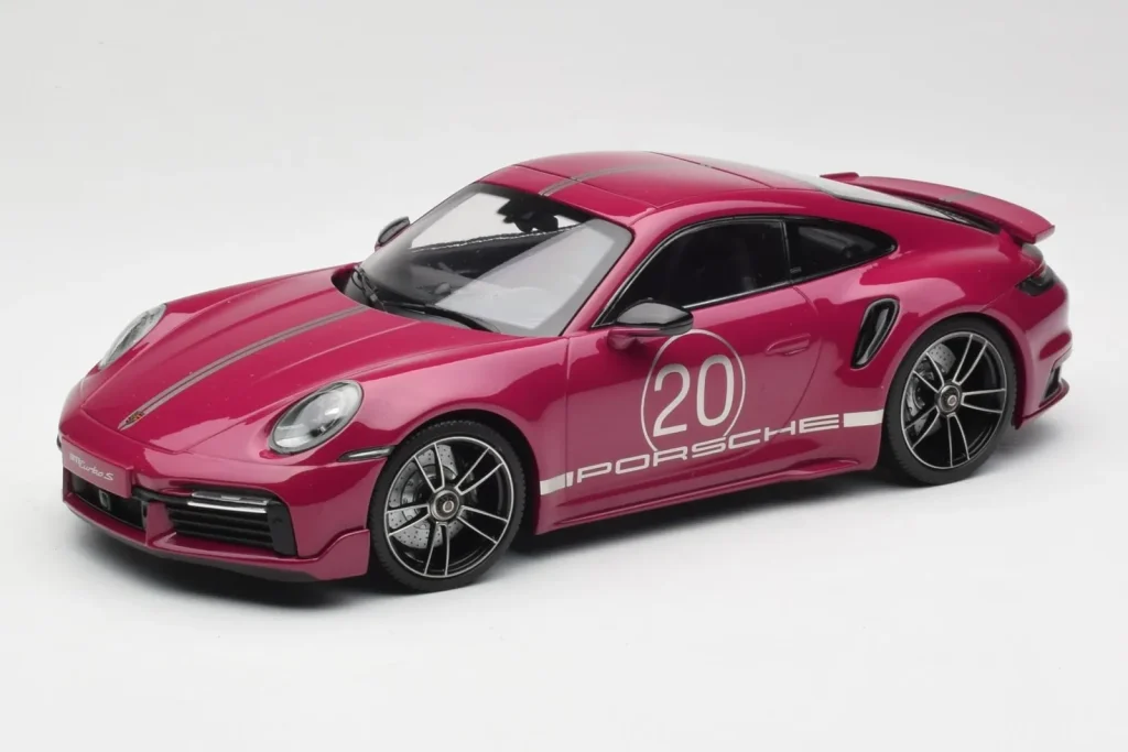 Model 1:18 Porsche 911 992 Turbo S with Sport Design Package red Minichamps