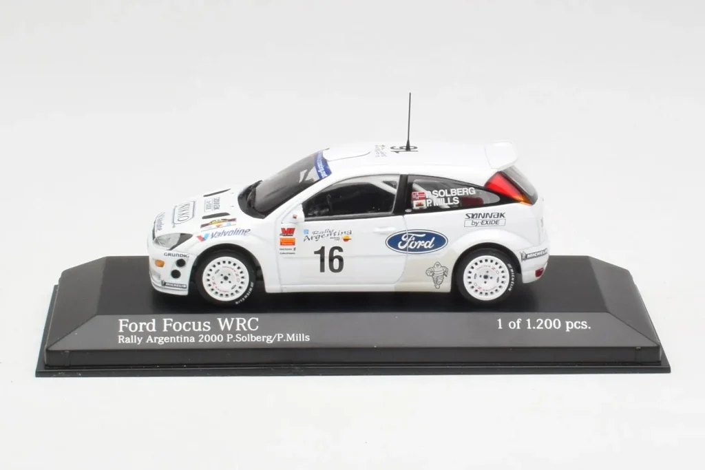 โมเดลรถ 1:43 Ford Focus WRC Mk1 #16 P. Solberg / P. Mills Rally Argentina ปี 2000 Minichamps (มือสอง)