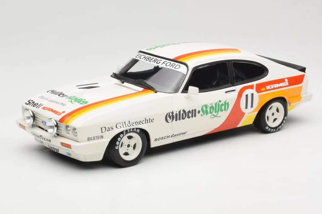 โมเดลรถ 1:18 Ford Capri Mk3 3.0 #11 D. Gartmann / K. Ludwig Gilden Kölsch Racing Winners 24 Hours of Nürburgring ปี 1982 Minichamps (มือสอง)