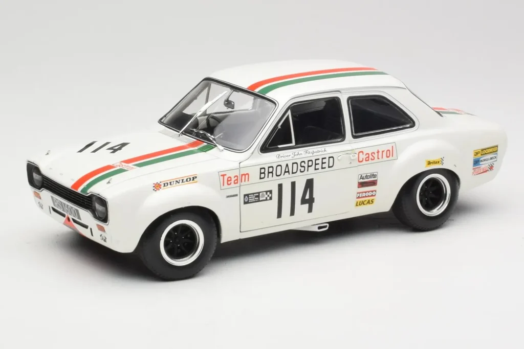 โมเดลรถ 1:18 Ford Escort RS1600 #114 J. Fitzpatrick Team Broadspeed Castrol Race of Champions ปี 1971 Minichamps (มือสอง)