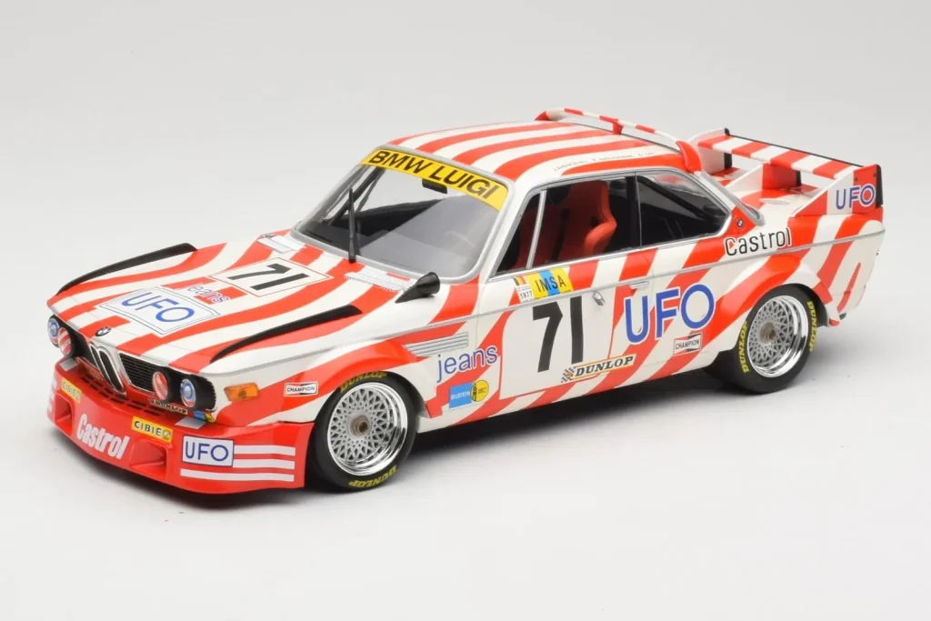 โมเดลรถ 1:18 BMW 3.0 CSL E9 #71 Luigi Racing P. Xhenceval / J. Dieudonné 24 Hours of Le Mans ปี 1977 Minichamps (มือสอง)