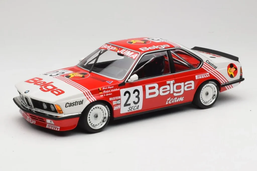 โมเดลรถ 1:18 BMW 635 CSi E24 Belga Juma Racing M. Winkelhock / T. Regout 24 Hours of Spa ปี 1985 Minichamps (มือสอง)