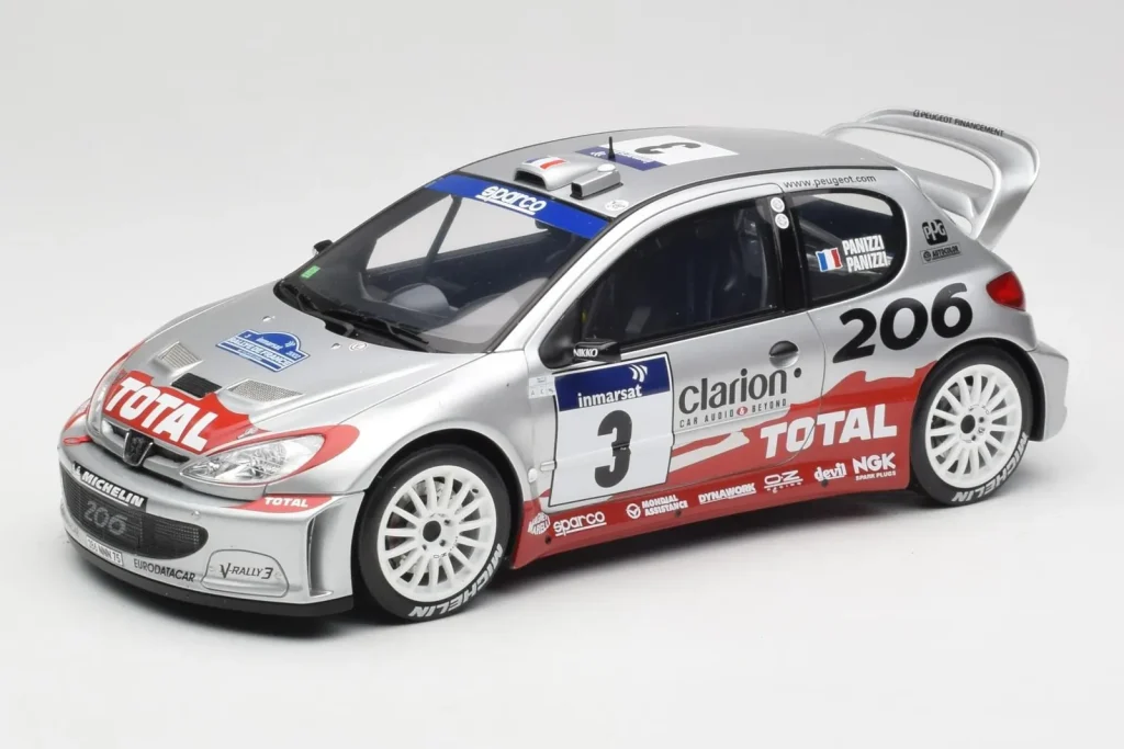 โมเดลรถ 1:18 Peugeot 206 WRC #3 G. Panizzi / H. Panizzi Rally Tour de Corse ปี 2002 Otto