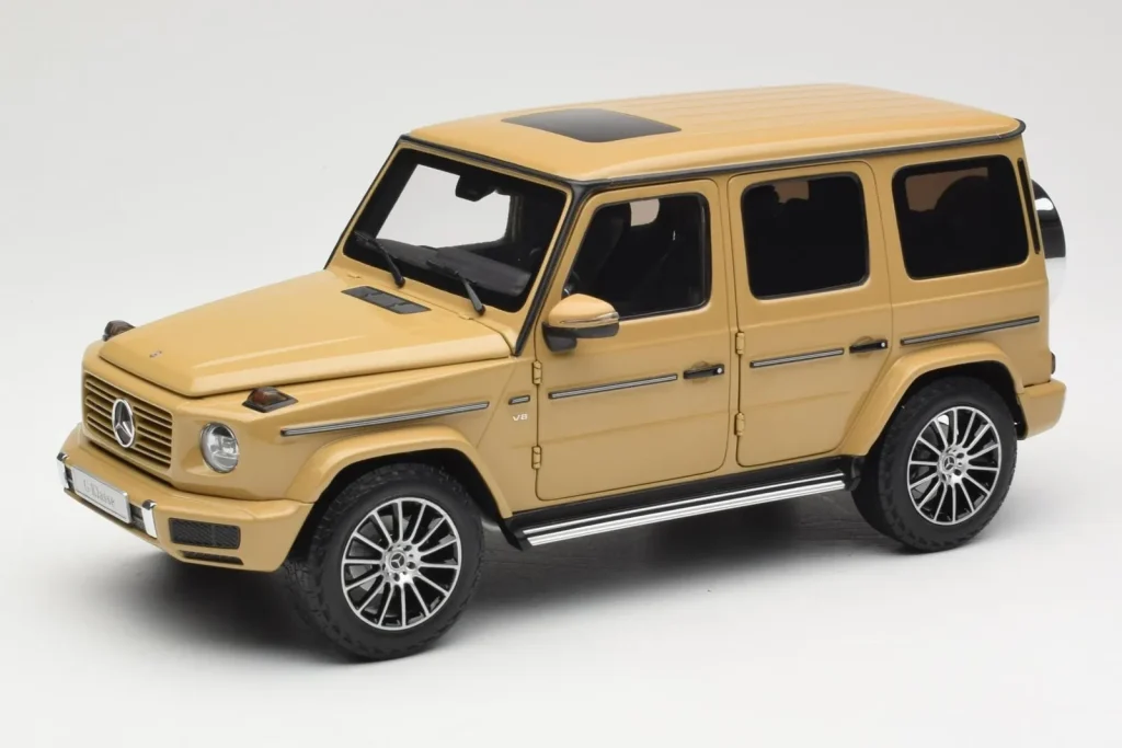โมเดลรถ 1:18 Mercedes G-Class G 500 W463A Solarbeam สีเหลืองเมทัลลิก Minichamps (มือสอง)