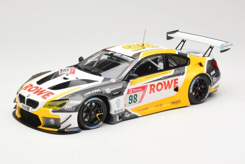 Model 1:18 BMW M6 GT3 Rowe Racing #98 M. Wittmann / T. Blomqvist / P. Eng 4th Place 24 Hours Nurburgring year 2020 Minichamps