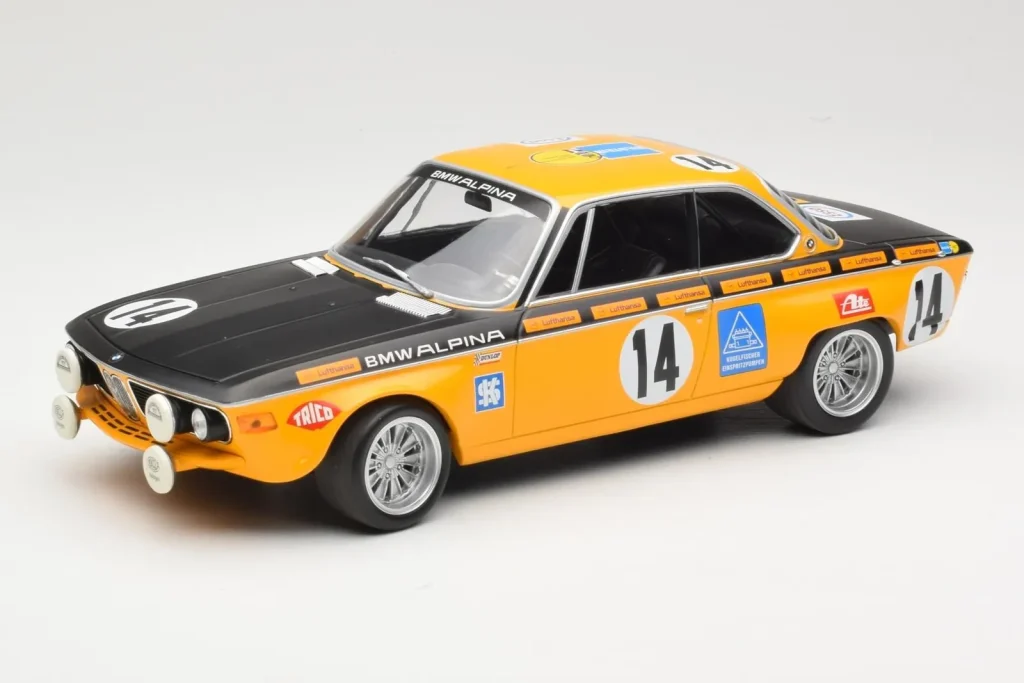Model 1:18 BMW 2800 CS BMW Alpina #14 H. Kelleners / G. Huber Winners 24 Hours of Spa year 1970 Minichamps