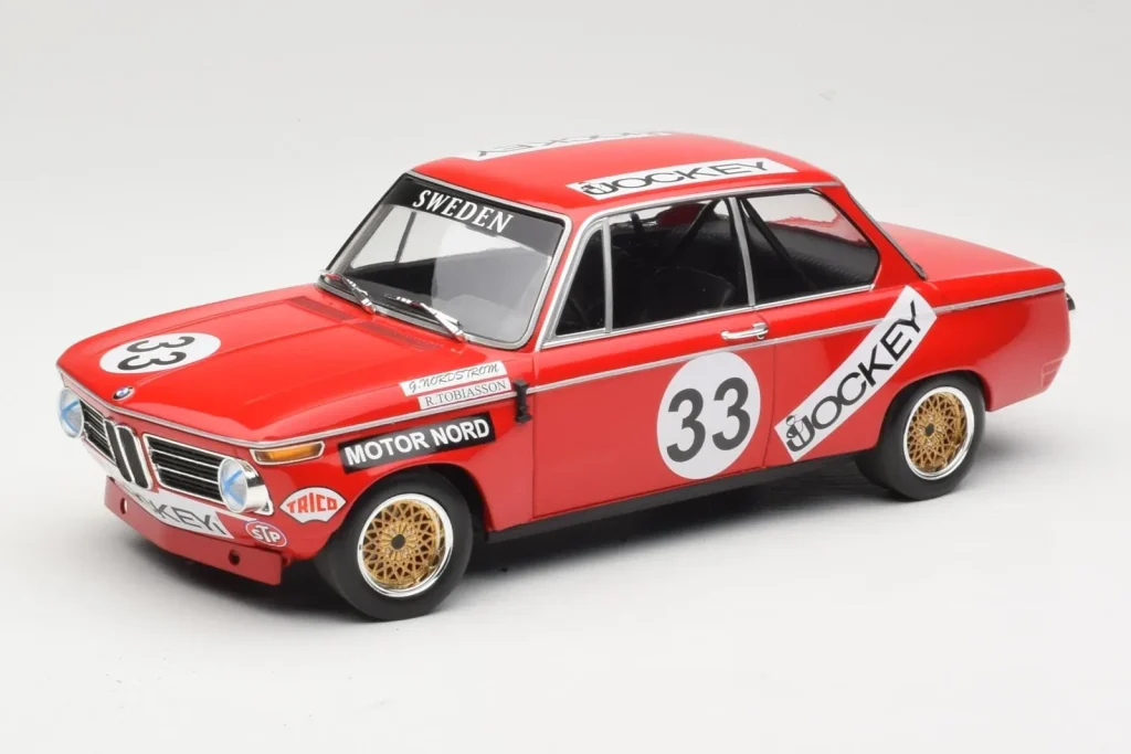 Model 1:18 BMW Jockey Racing #33 B. Tobiasson / L. Nordstrom 6 Hours Nurburgring 1972 year 2002 Minichamps