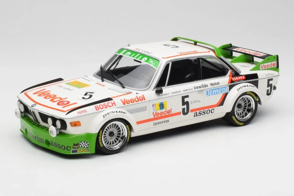 Model 1:18 BMW 3.0 CSL E9 #5 Assoc Interim J-C. Chavan / A. Detrin Winners 24 Hours of Spa year 1976 Minichamps
