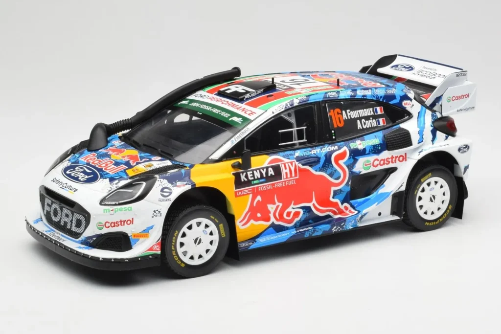 โมเดลรถ 1:18 Ford Puma Rally1 WRC M-Sport #16 A. Fourmaux / A. Coria Safari Rally Kenya ปี 2024 IXO