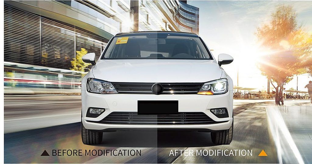 ไฟหน้า ซีนอน Volkswagen Lamando ปี 15-17 ทรง SHIYU (เส้นเงิน/เส้นแดง)