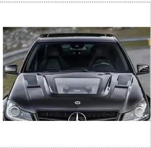 ฝากระโปรงหน้า Carbon Fiber Benz C Class W204 รุ่นหลัง ฝาโชว์เครื่อง ช่องกระจกใส