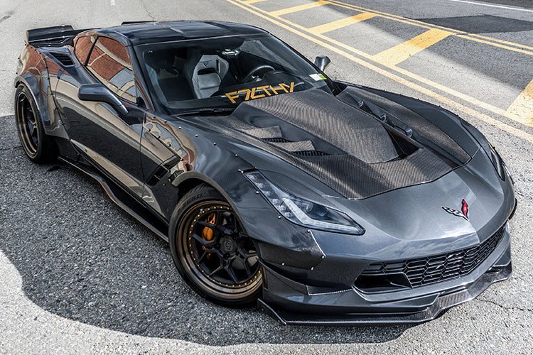 ฝากระโปรงหน้า Carbon Fiber Chevrolet Corvette C7 Z06 ทรง DarwinPRO (Grandsport BKSS)