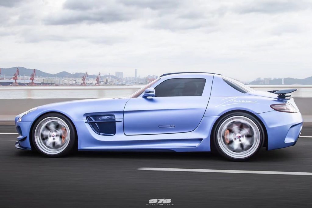 สเกิร์ตข้าง MERCEDES BENZ SLS-Class W197 ทรง DarwinPRO (AMG BKSS)