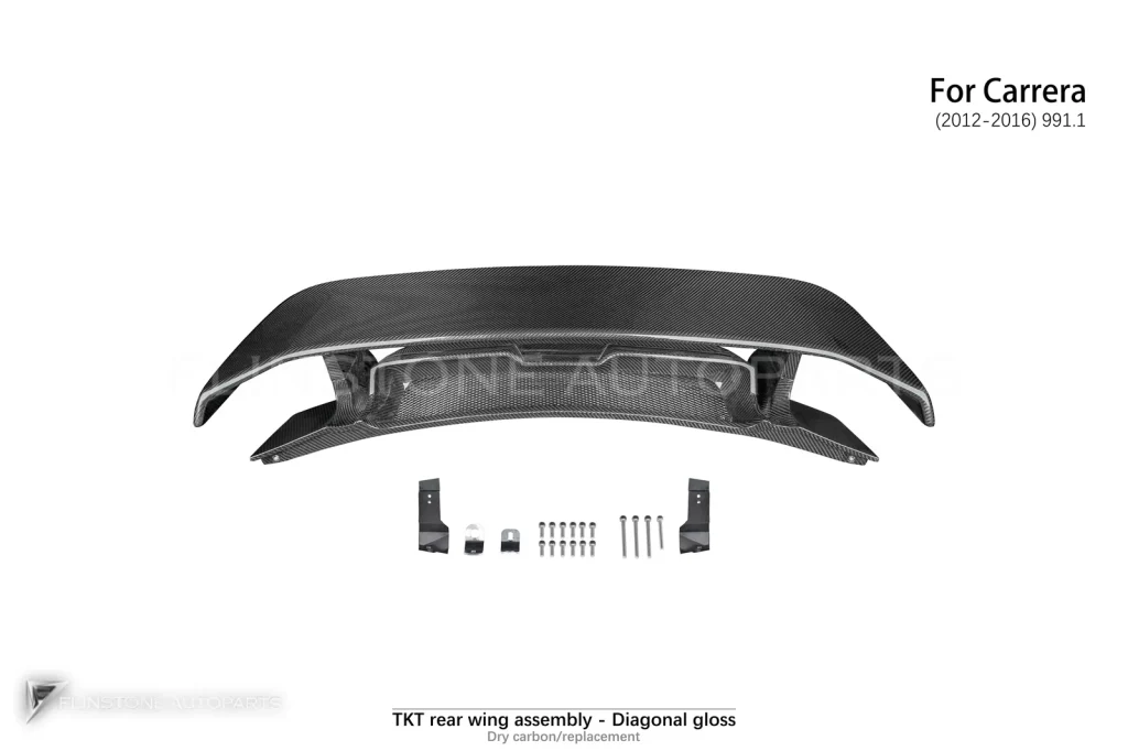 ชุดสปอยเลอร์ท้าย ดรายคาร์บอน USUS AUTOCLAVE ทรง TKT PORSCHE 911 991.1 ปี 12-16 ลายทวิลเงา เปลี่ยนทั้งชิ้น