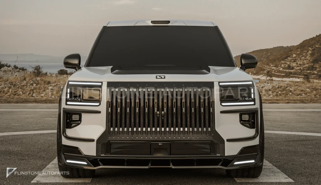 ลิ้นหน้าพร้อมไฟ DRL คาร์บอน Zeekr 9X ทรง Renegade Design