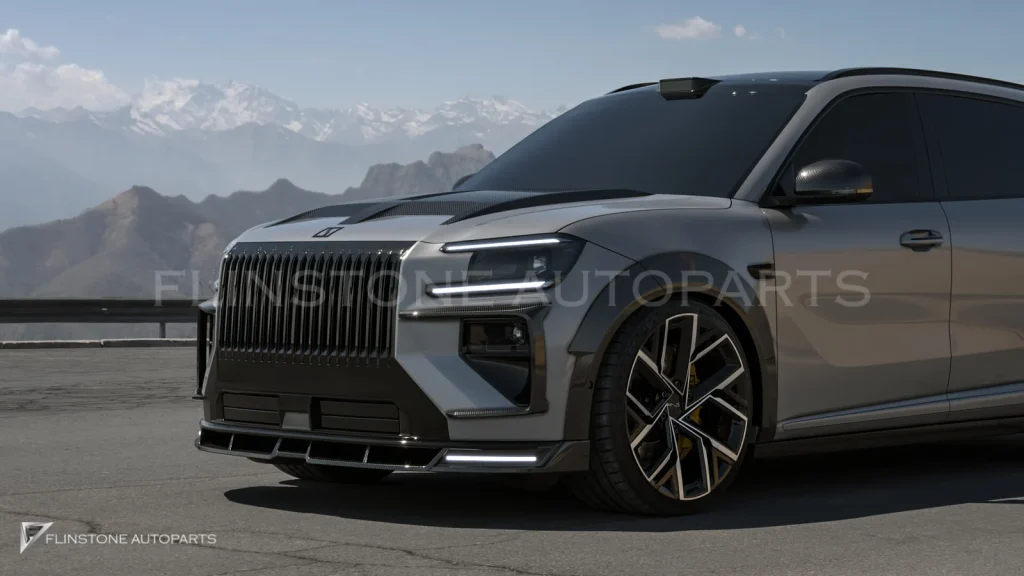 ลิ้นหน้าพร้อมไฟ DRL คาร์บอน Zeekr 8X ทรง Renegade Design