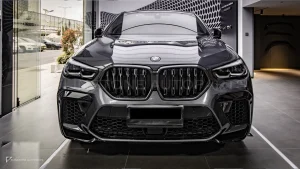 กระจังหน้าดรายคาร์บอน ทรง กระจังซี่คู่ BMW X6M F96 ก่อนไมเนอร์เชนจ์ SOOQOO