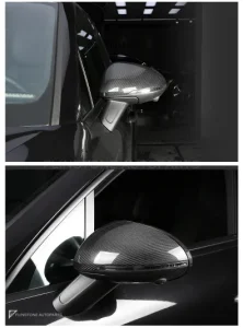 ครอบกระจกมองข้างดรายคาร์บอน ทรง OEM (พวงมาลัยซ้าย รองรับเซนเซอร์) Porsche Cayenne Caynne 958.2 SOOQOO (H-026)