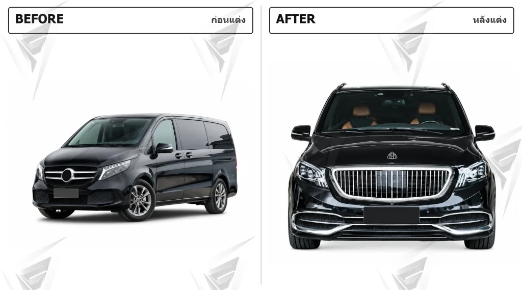 ชุดแปลงโฉม Mercedes-Benz Vito/V-Class W447 เป็น W447 (2023) ทรง Maybach ชุดกระจังหน้า