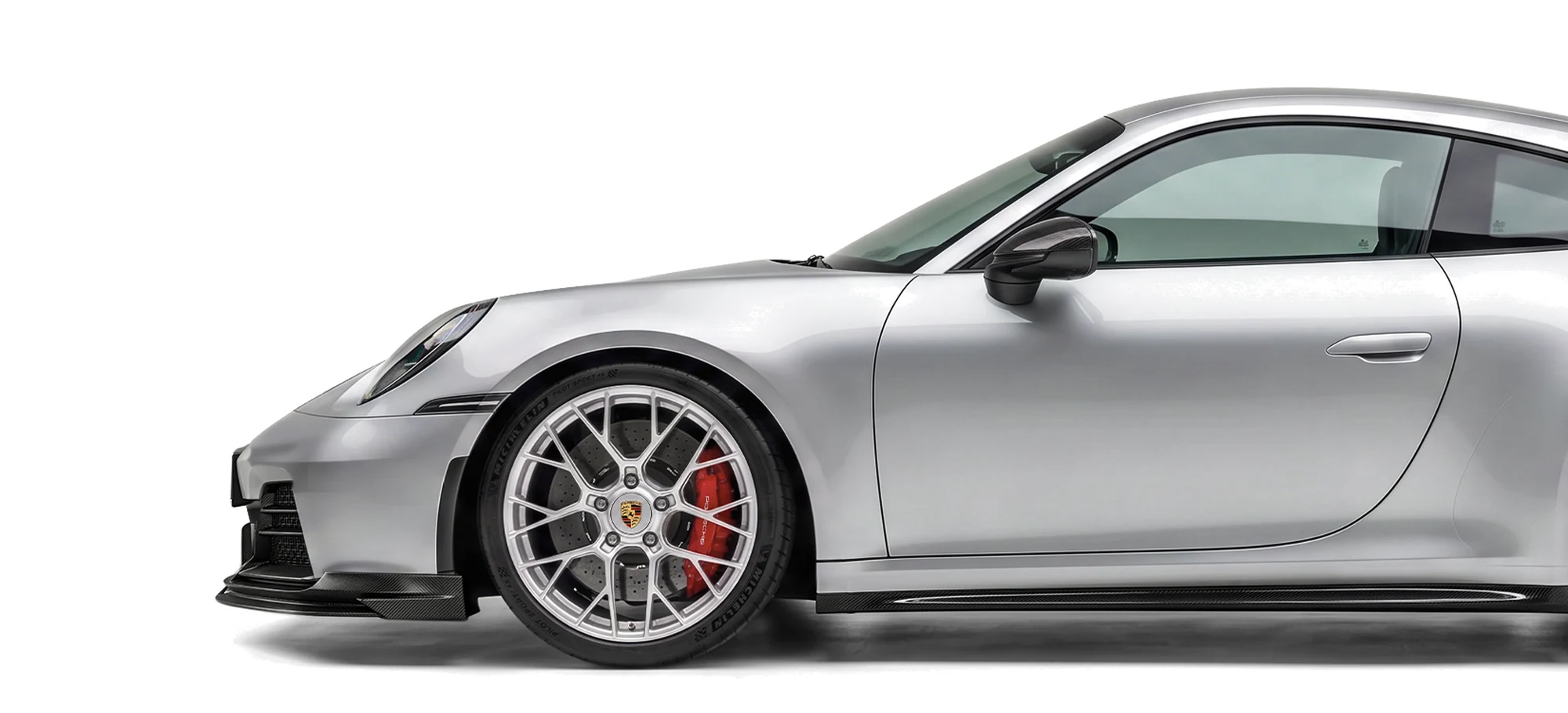 Porsche 911 GT3 ติดตั้งลิ้นหน้าและสเกิร์ตข้างคาร์บอนไฟเบอร์ PAKTECHZ มุมด้านข้าง