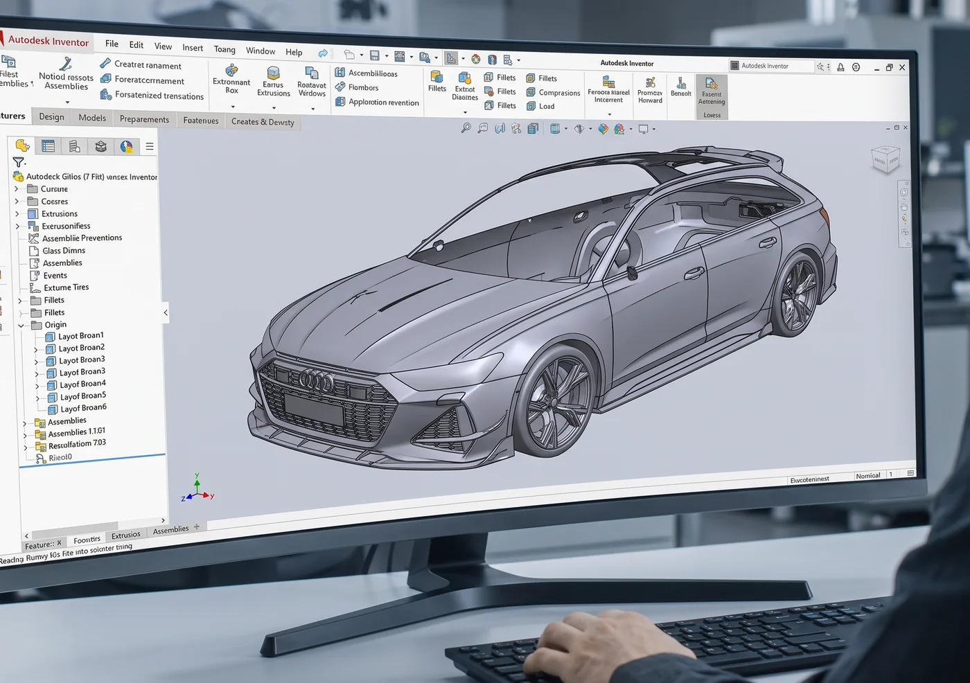 ทีมออกแบบ PAKTECHZ ขึ้นโมเดล 3 มิติชุดแต่งคาร์บอนไฟเบอร์สำหรับ Audi RS6 ด้วยโปรแกรม CAD