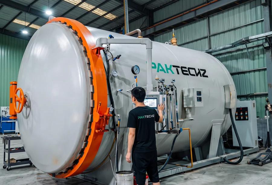 เครื่องออโตเคลฟของโรงงาน PAKTECHZ สำหรับอบชิ้นงานคาร์บอนไฟเบอร์ Prepreg