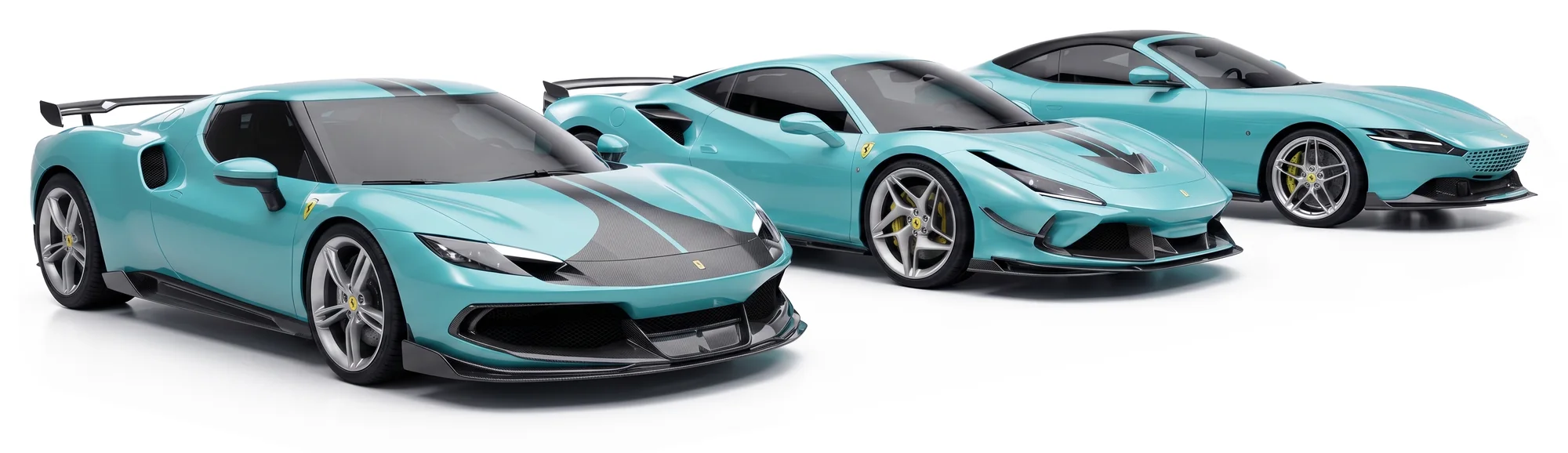 Ferrari 296 GTB, F8 Tributo and Roma with PAKTECHZ carbon fibre kits