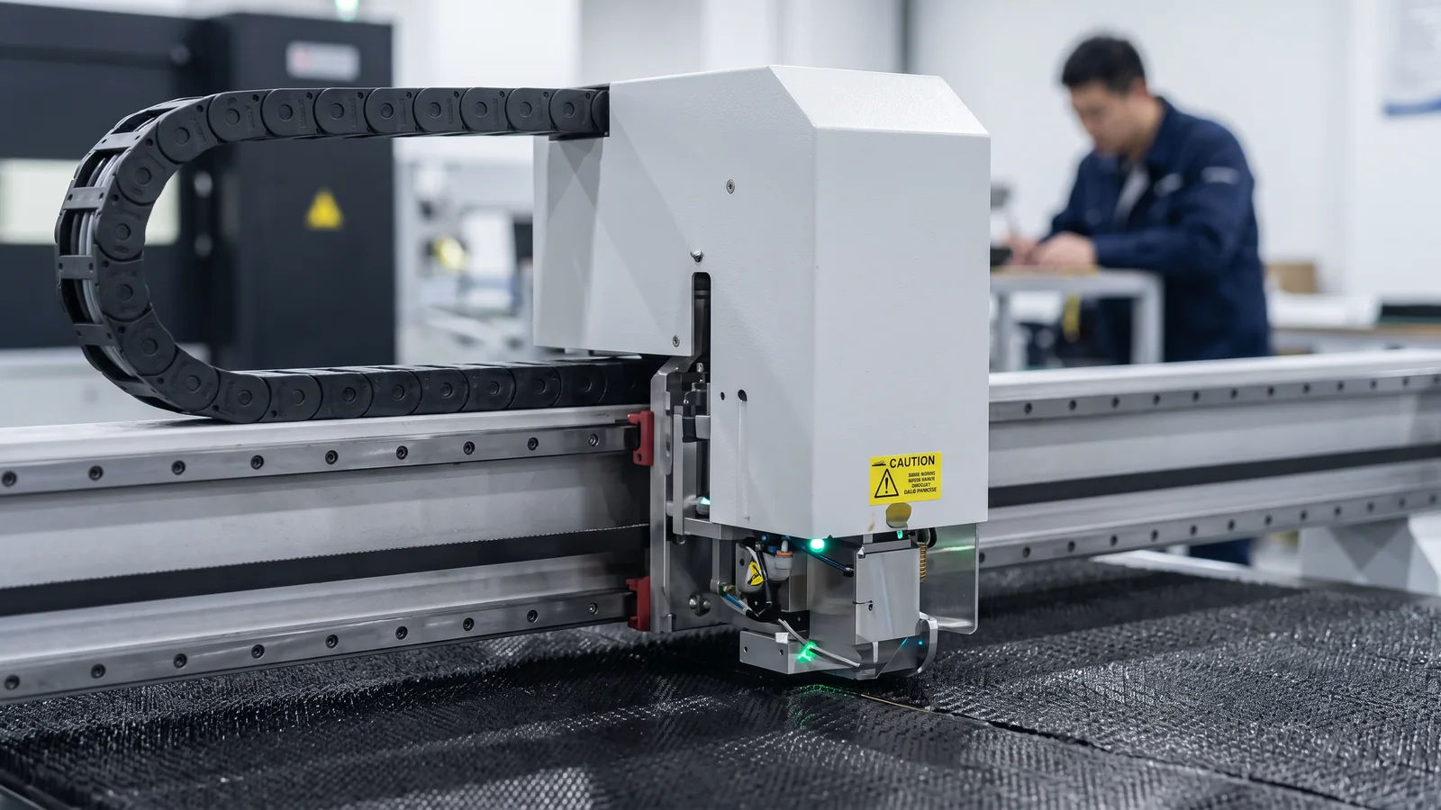 เครื่องตัดผ้าคาร์บอนไฟเบอร์ระบบอัตโนมัติในโรงงาน PAKTECHZ
